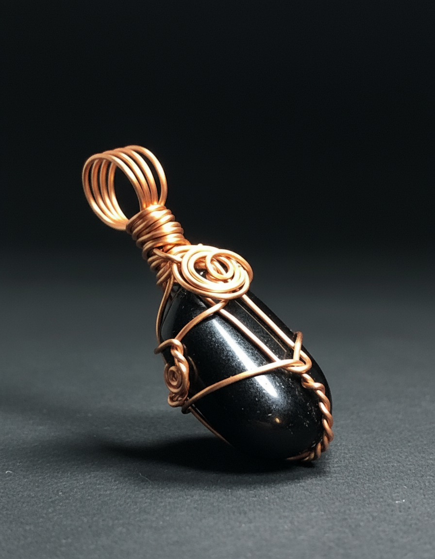 Black Obsidian Pendant - Silver Highlights