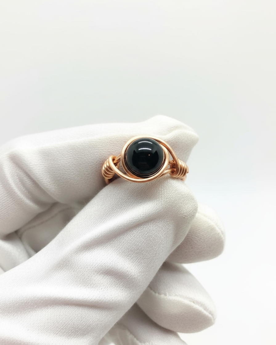 Black Onyx Copper Ring - White Silk Glove Studio
