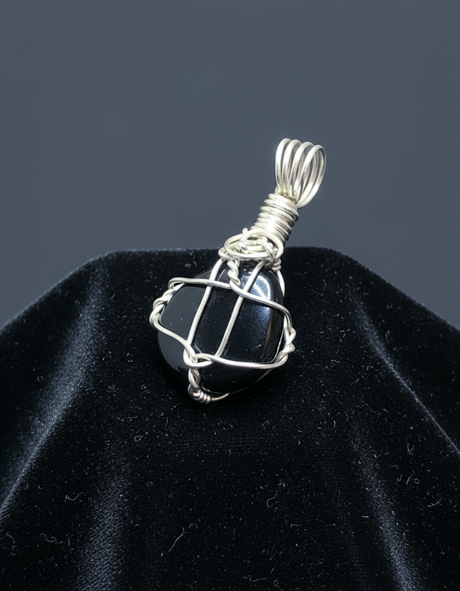 Black Onyx Pendant - Charcoal Grey