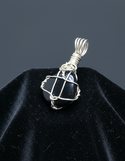Black Onyx Pendant - Charcoal Grey