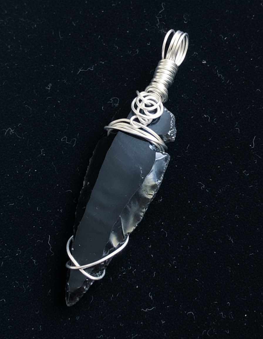 Black Tourmaline Pendant - Black Velvet