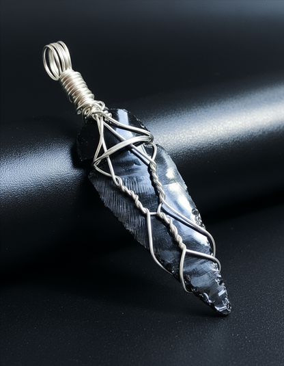 Black Tourmaline Pendant - Silver Reflections