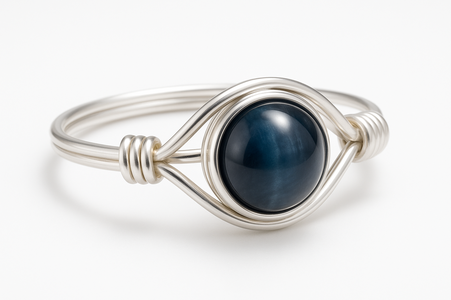 Blue Tiger Eye Ring Angled View