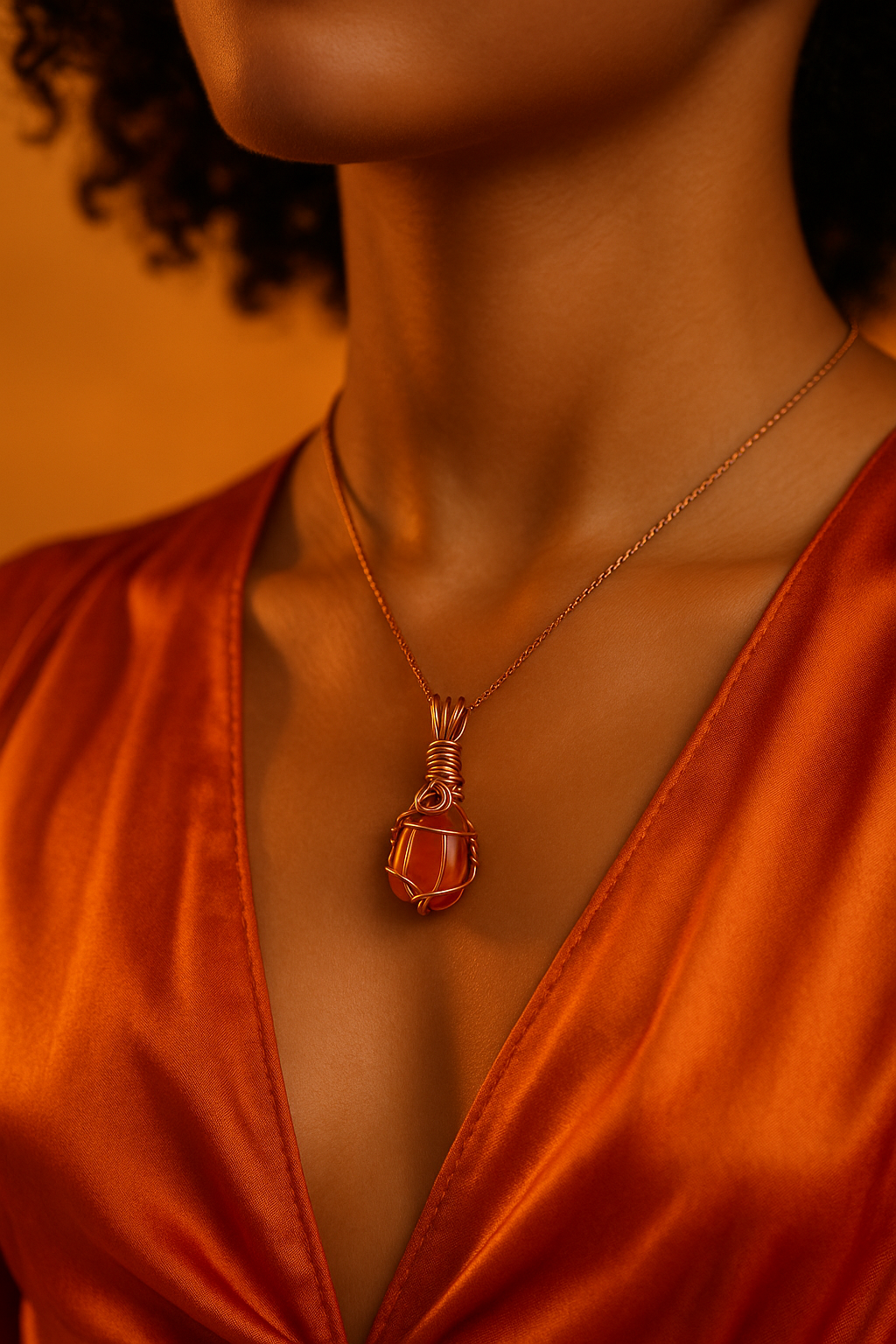 Carnelian 1.5cm Pendant - Mixed-Race Model