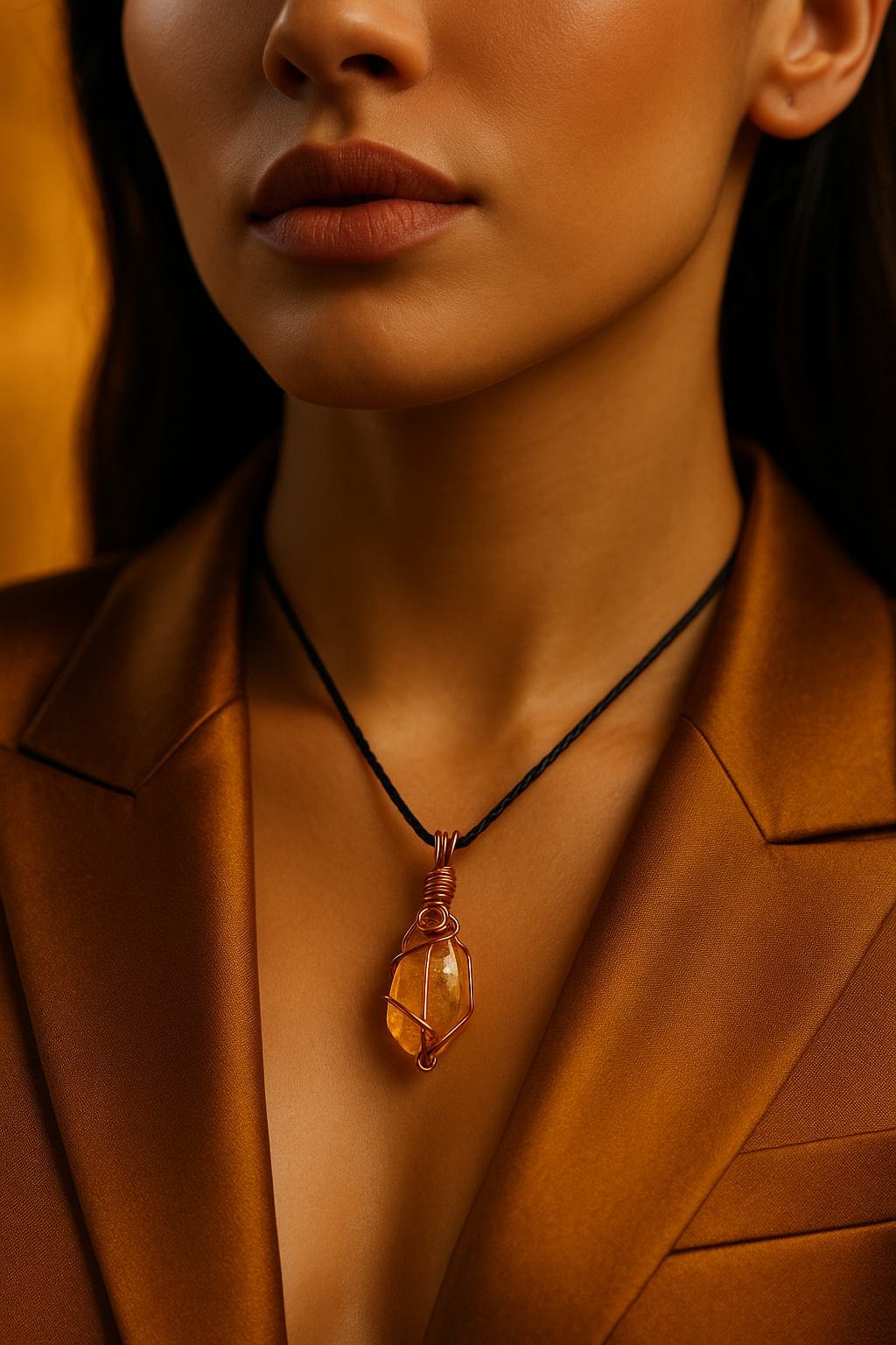 Citrine 1.5cm Pendant - Bronze Yellow Blazer