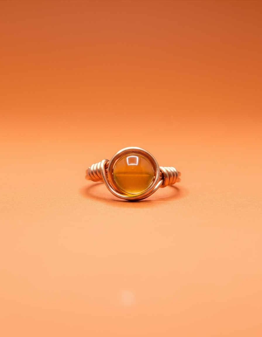 Citrine Copper Ring - Gradient Orange Studio Front