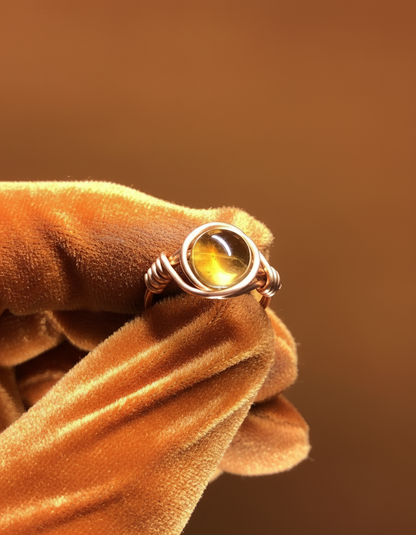 Citrine Copper Ring - Orange Glove