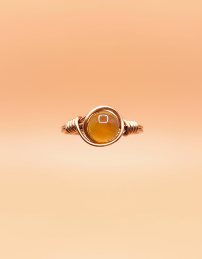 Citrine Copper Ring - Peachy Orange Studio Front