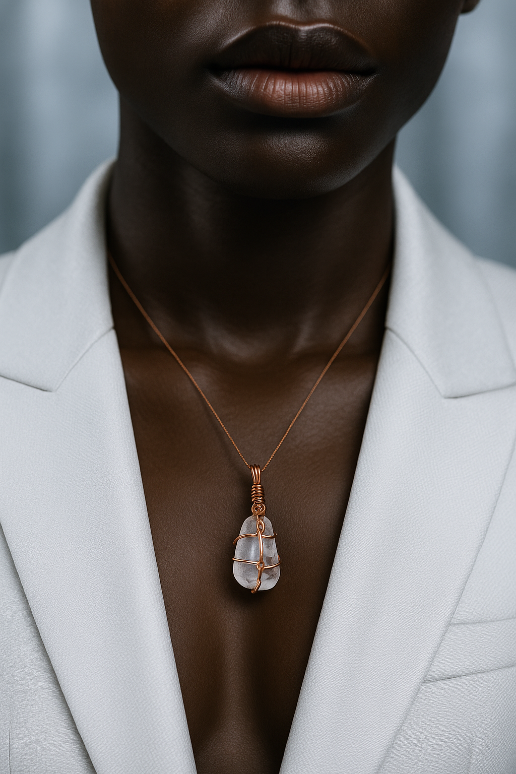 Clear Quartz 1.5cm Pendant - Frost White