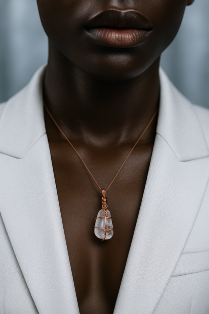 Clear Quartz 1.5cm Pendant - Frost White