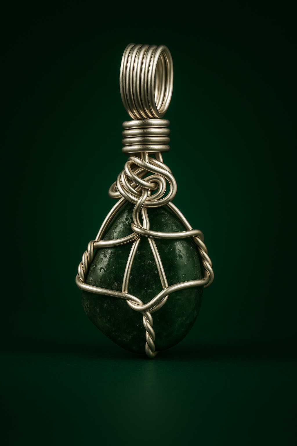 Emerald pendant with exact crystal texture and deep green background