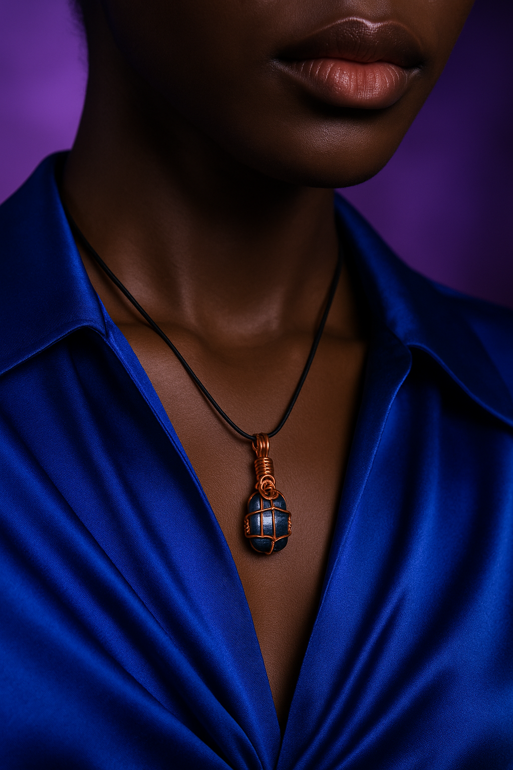 Exact Blue Tiger Eye Design - African Model Silk Shirt