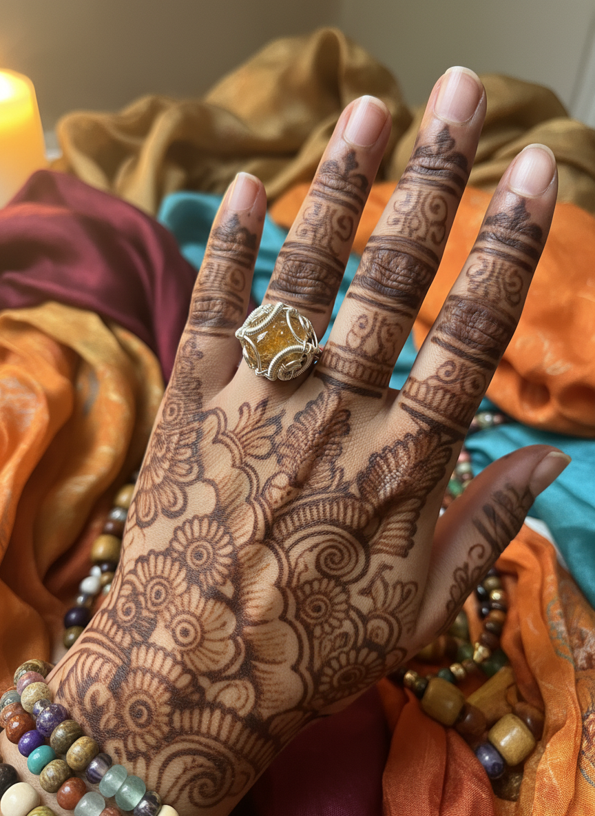 Indian bohemian with mehndi designs
