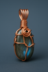 Labradorite copper pendant with cool blue-grey lighting