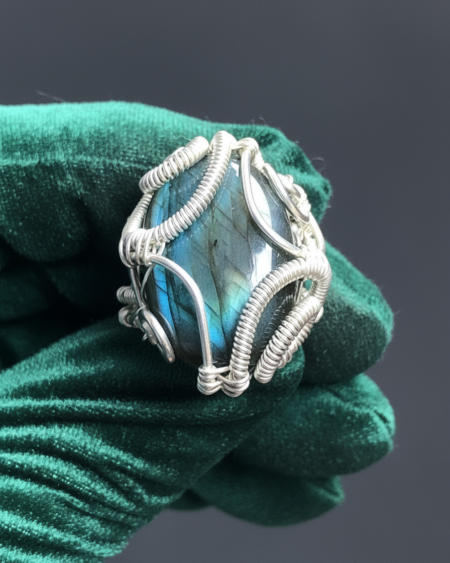 Labradorite Ring - Emerald Glove