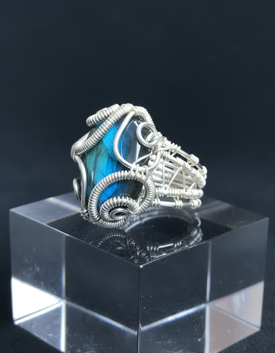 Labradorite Ring - Laying Side