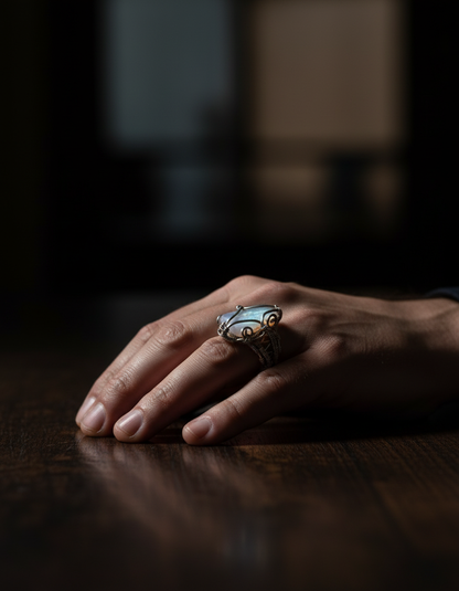 Male hand casually resting on table surface