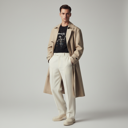 Male model in minimalist modern styling with Wonderful t-shirt