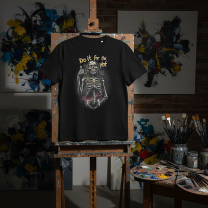 Modern abstract paintings and paint palettes with moody studio lighting