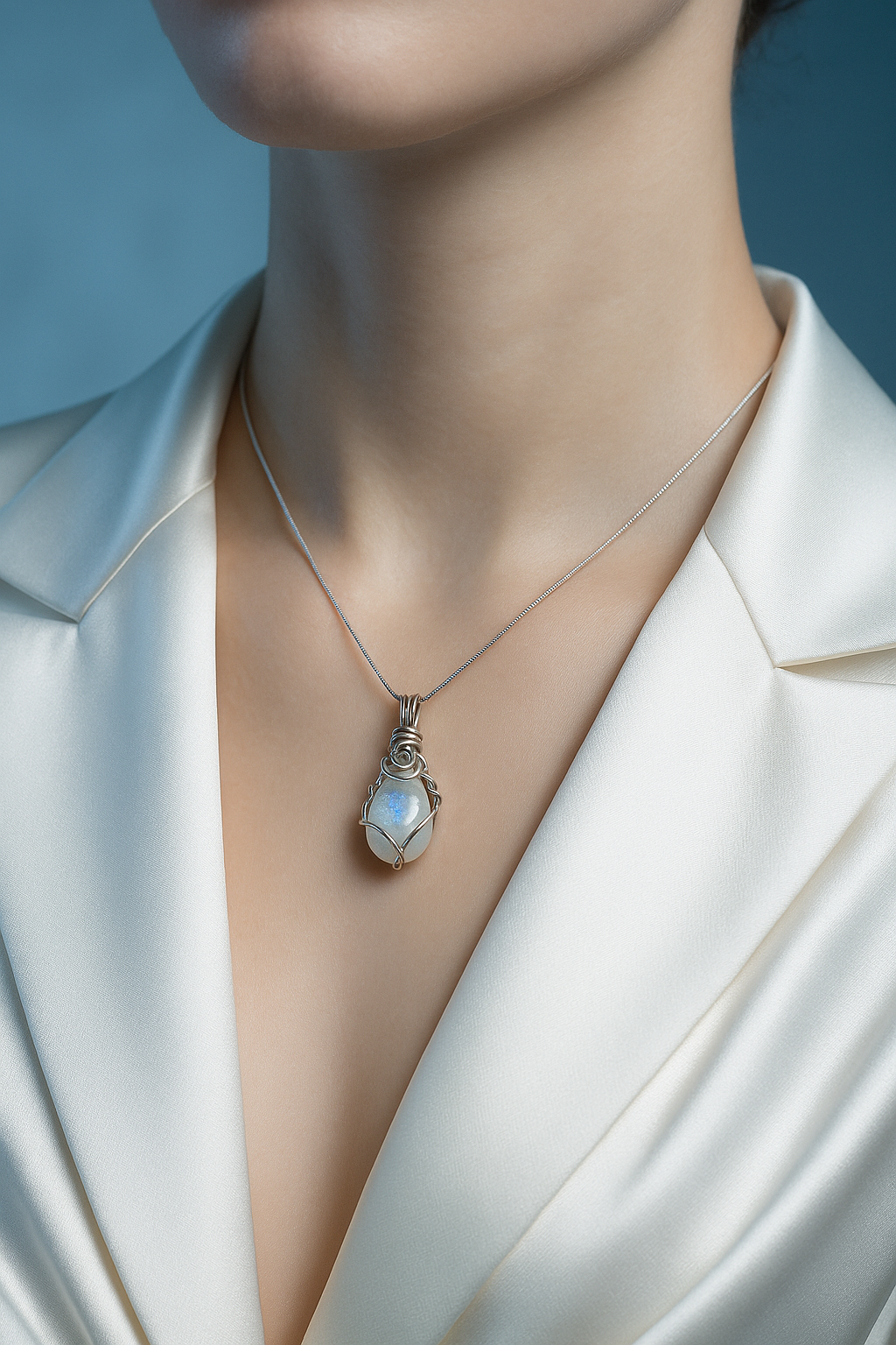 Moonstone 1.5cm Pendant - Ice White