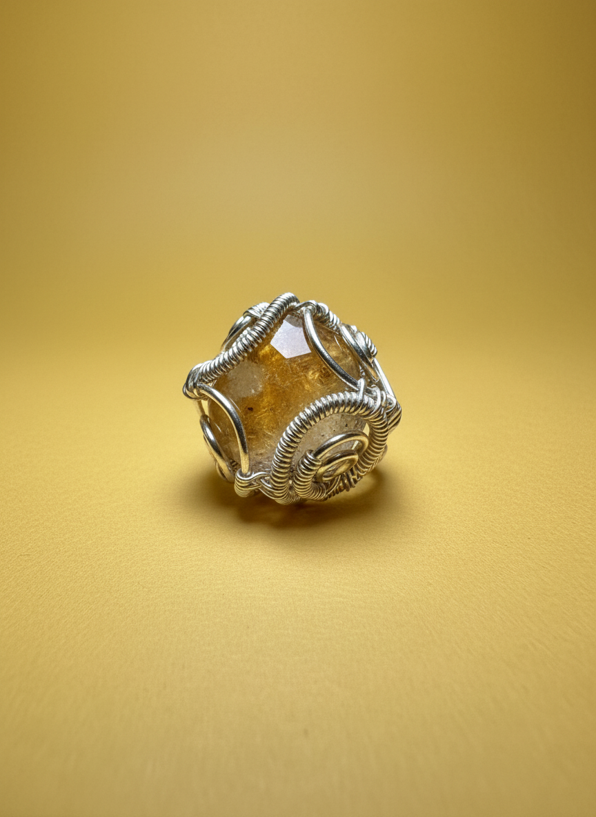 Professional yellow background with ring on surface