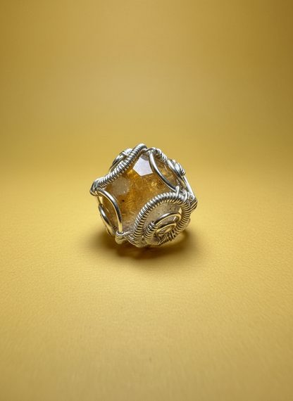 Professional yellow background with ring on surface