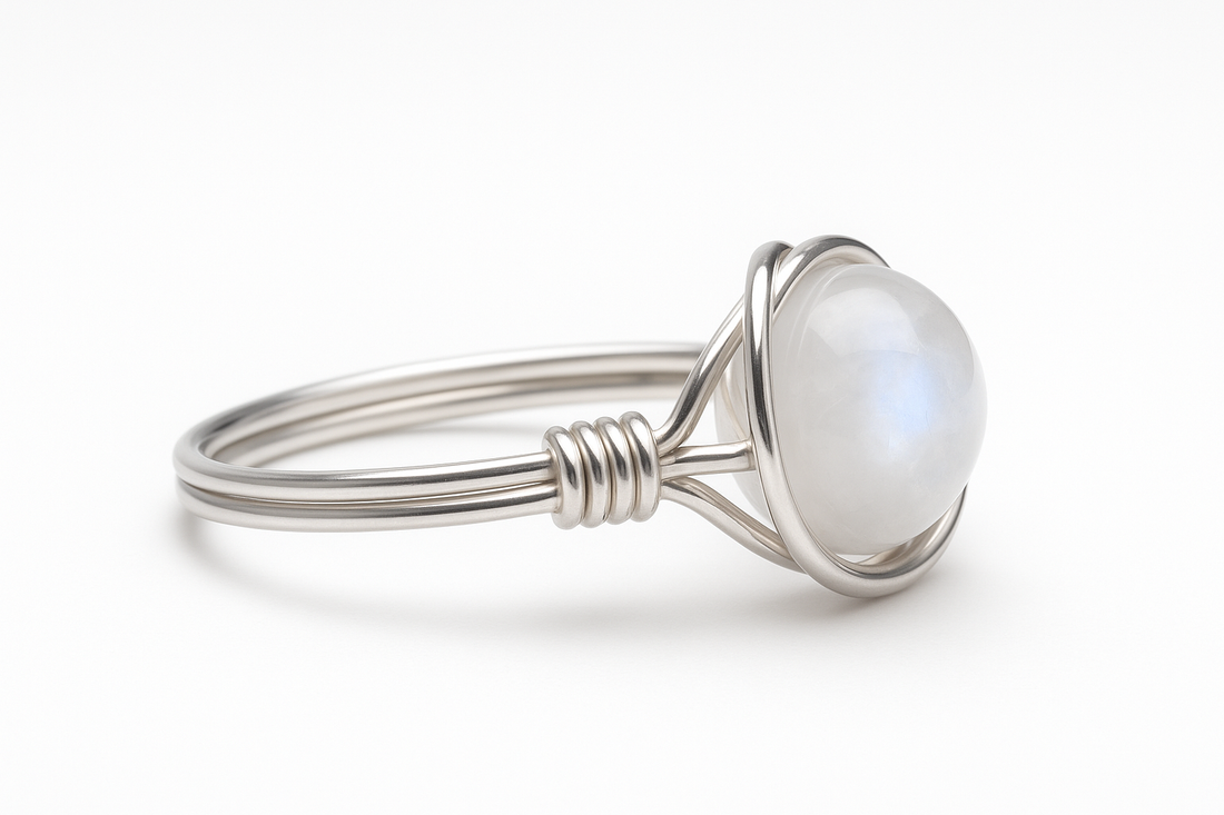 Rainbow Moonstone Ring Side View