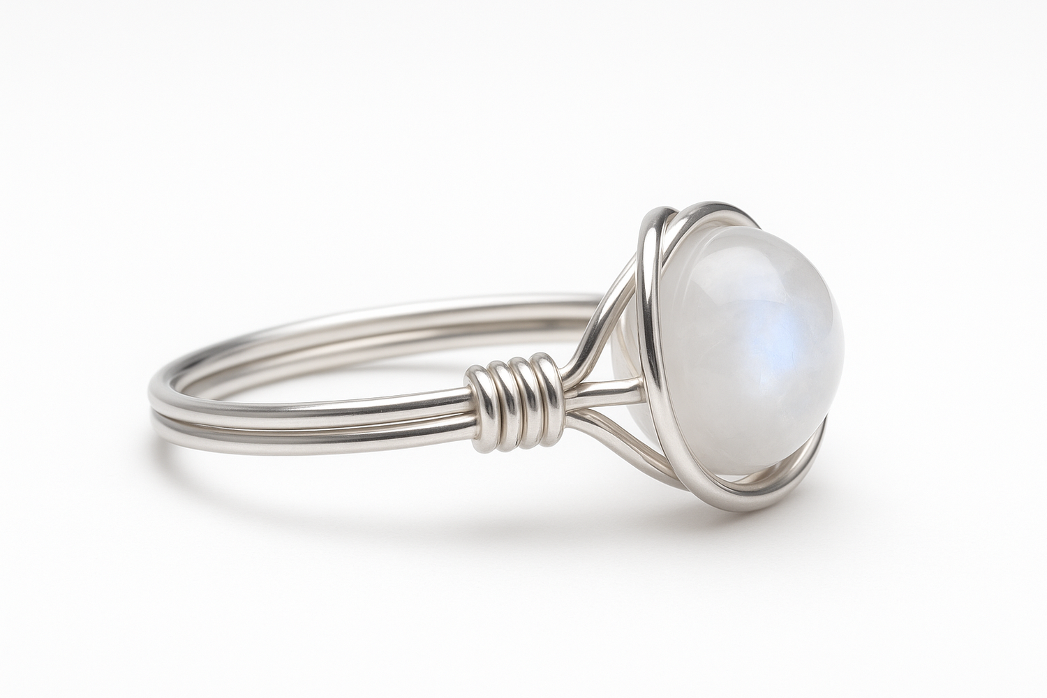 Rainbow Moonstone Ring Side View