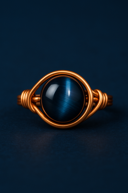 Rich dark blue background - exact citrine design with blue tiger&