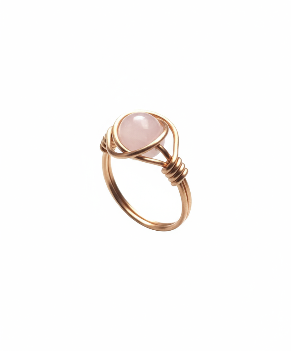 Rose Quartz Copper Ring - Studio 2