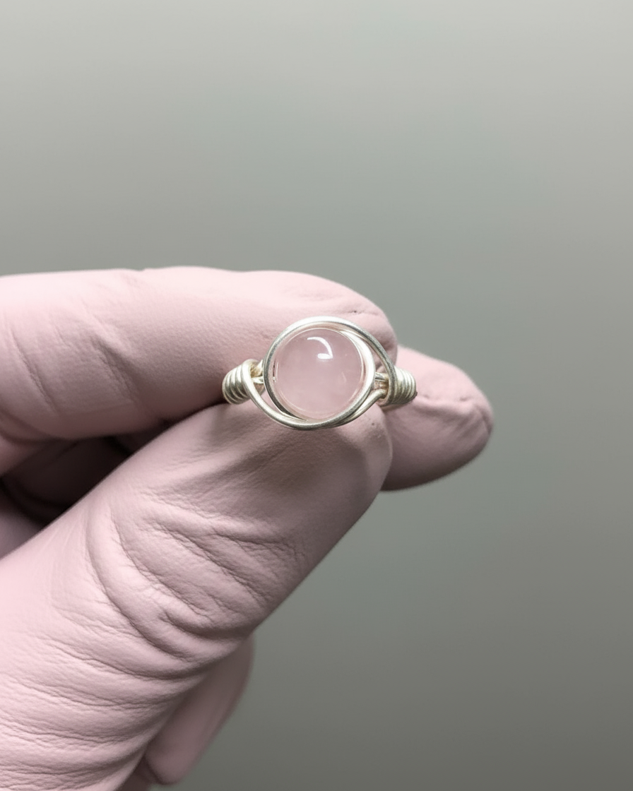 Rose Quartz Ring - Pink Glove View 1