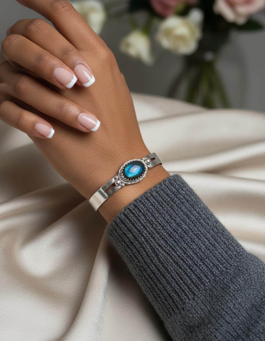 Same perfectly sized bracelet from a different angle on East African model&