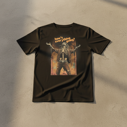 T-shirt laid out on polished concrete floor