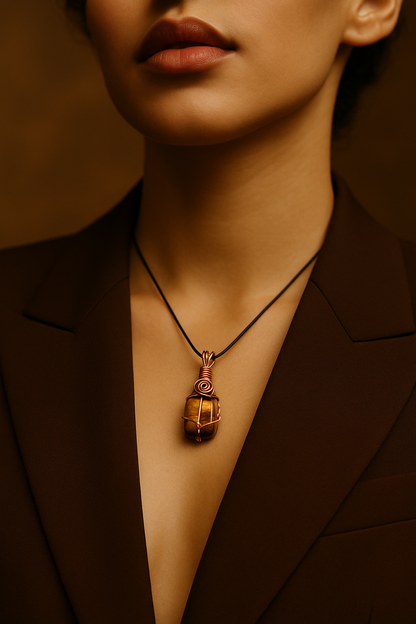Tiger Eye 1.5cm Pendant - Chocolate Brown