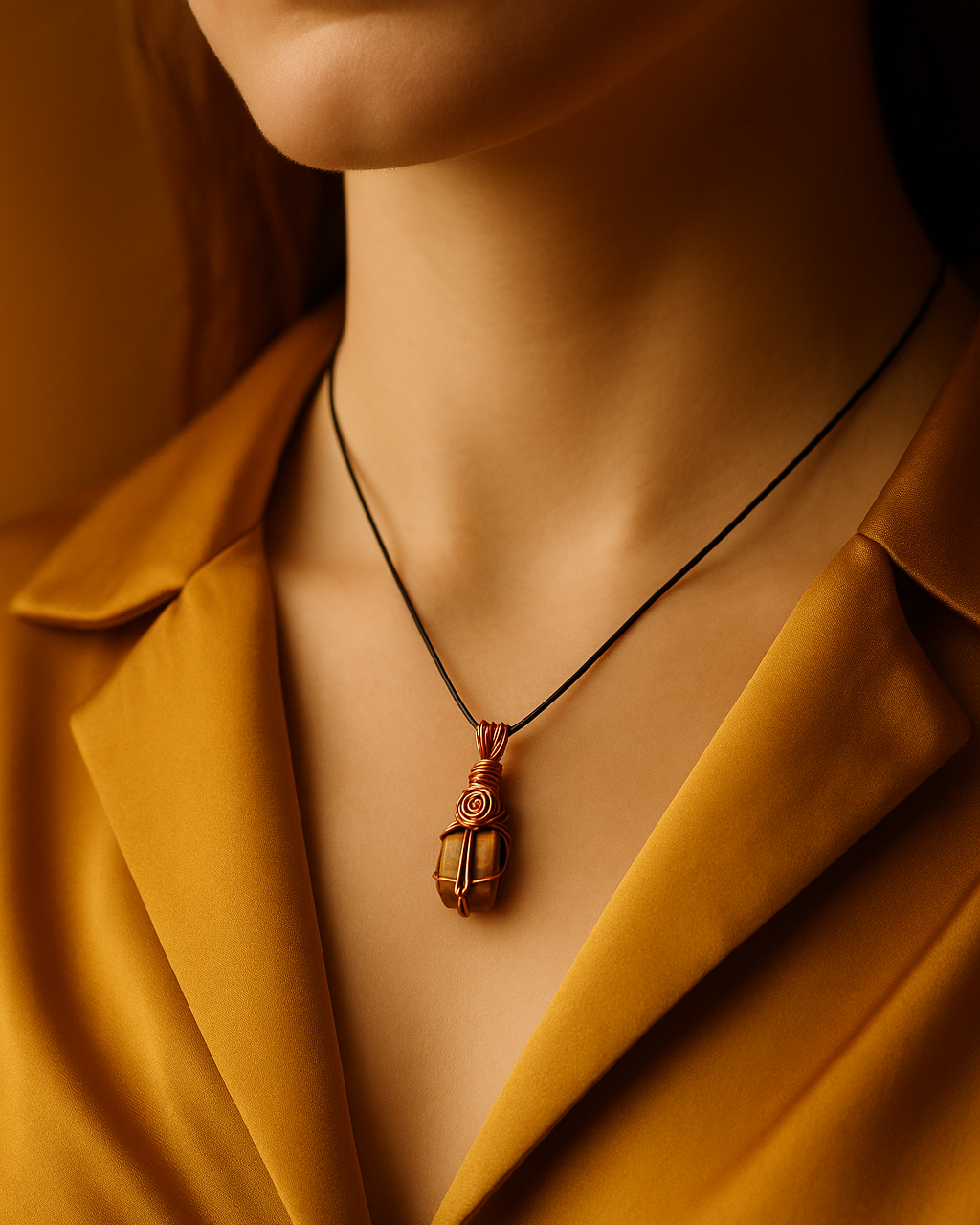 Tiger Eye 1.5cm Pendant - Mustard Yellow