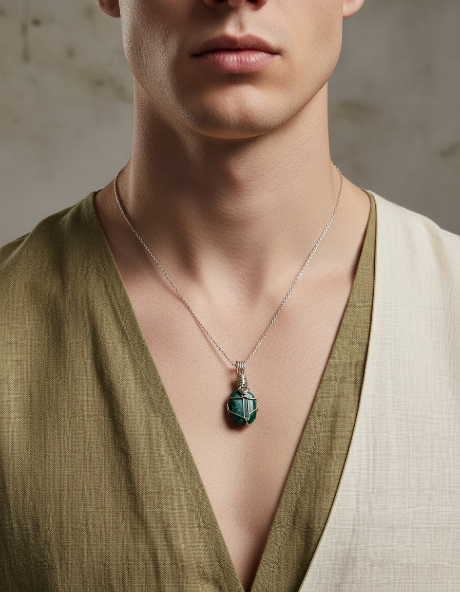 White male model natural textures mini pendant