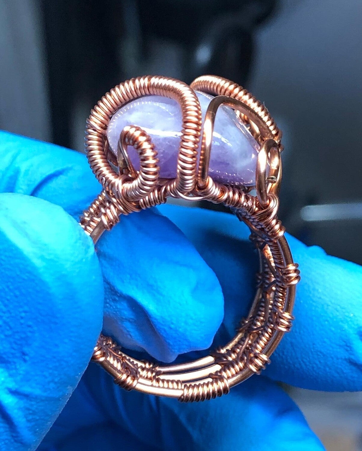 Amethyst Copper Ring - Dragon Style