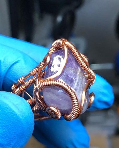 Amethyst Copper Ring - Dragon Style