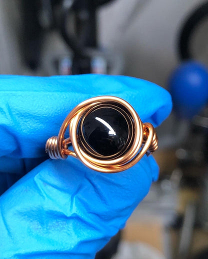 Black Onyx 10mm Ring - Copper Basic Band - Buy 1 Get 1 Free