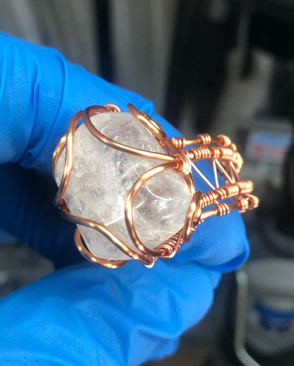 Clear Quartz Copper Ring - Bohemian Style