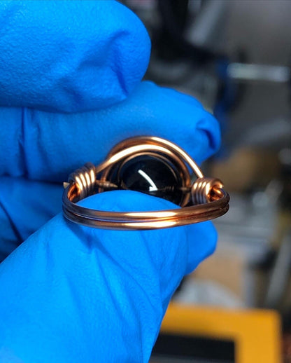 Black Onyx 10mm Ring - Copper Basic Band - Buy 1 Get 1 Free