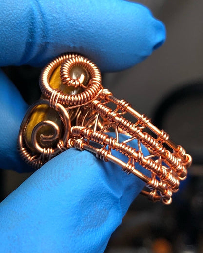 Tiger’s Eye Copper Ring - Dragon Style