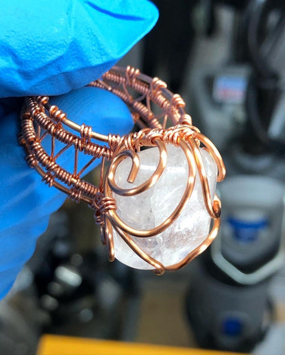 Clear Quartz Copper Ring - Bohemian Style