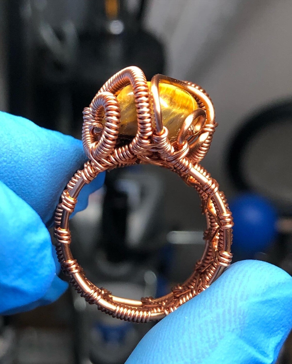 Tiger’s Eye Copper Ring - Dragon Style