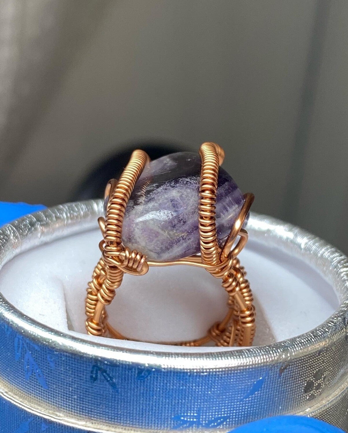 Amethyst Copper Ring - Dragon Style