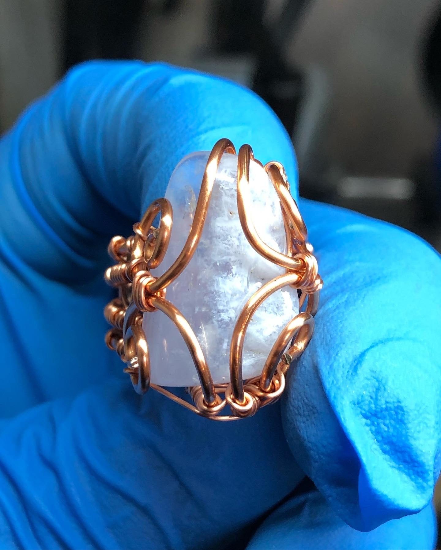 Blue Lace Agate Copper Ring - Bohemian Style -Premium