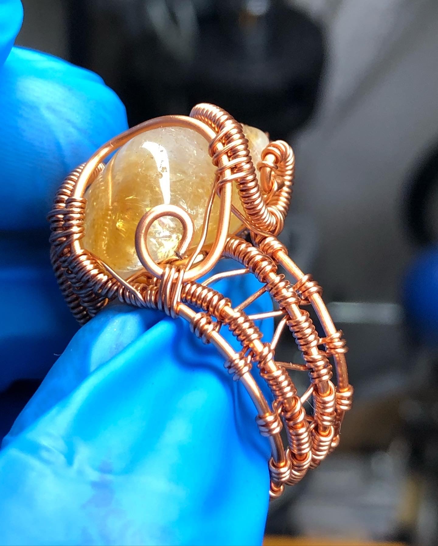 Citrine Copper Ring - Dragon Style