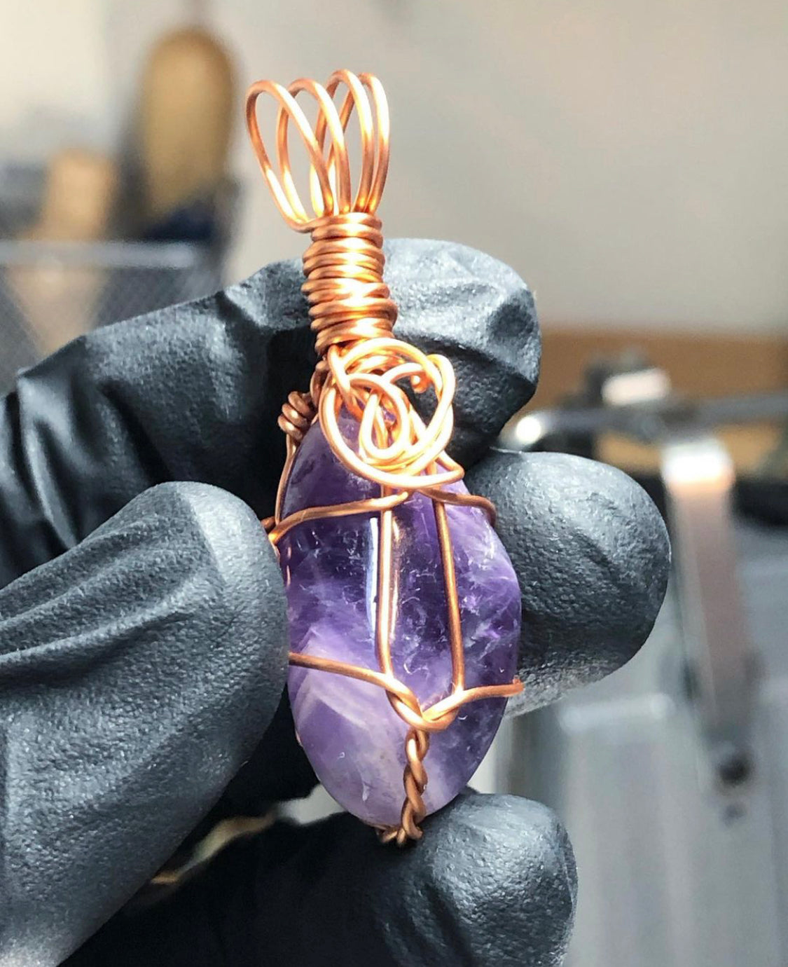 Amethyst Tumble Copper Pendant - Mini Range