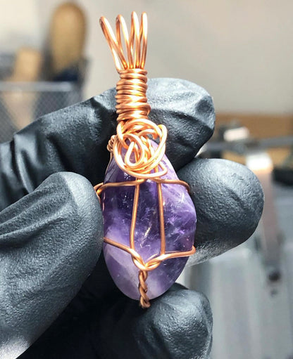 Amethyst Tumble Copper Pendant - Mini Range