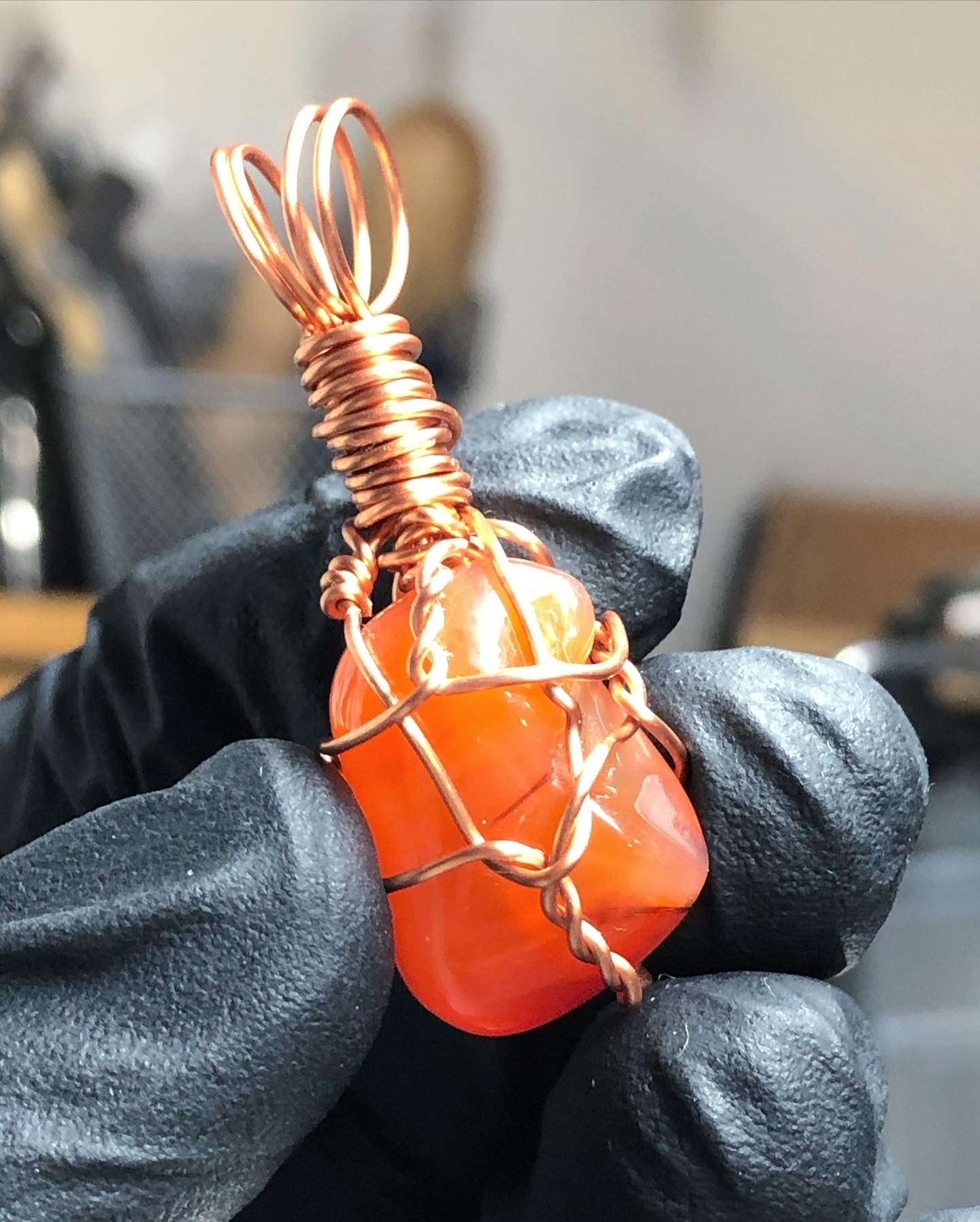 Carnelian Tumble Copper Pendant - Mini Range